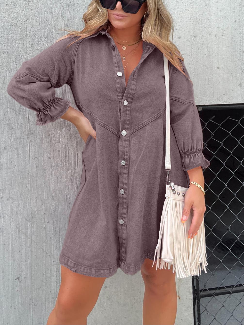 Linda™ Denim Puff Sleeve Dress