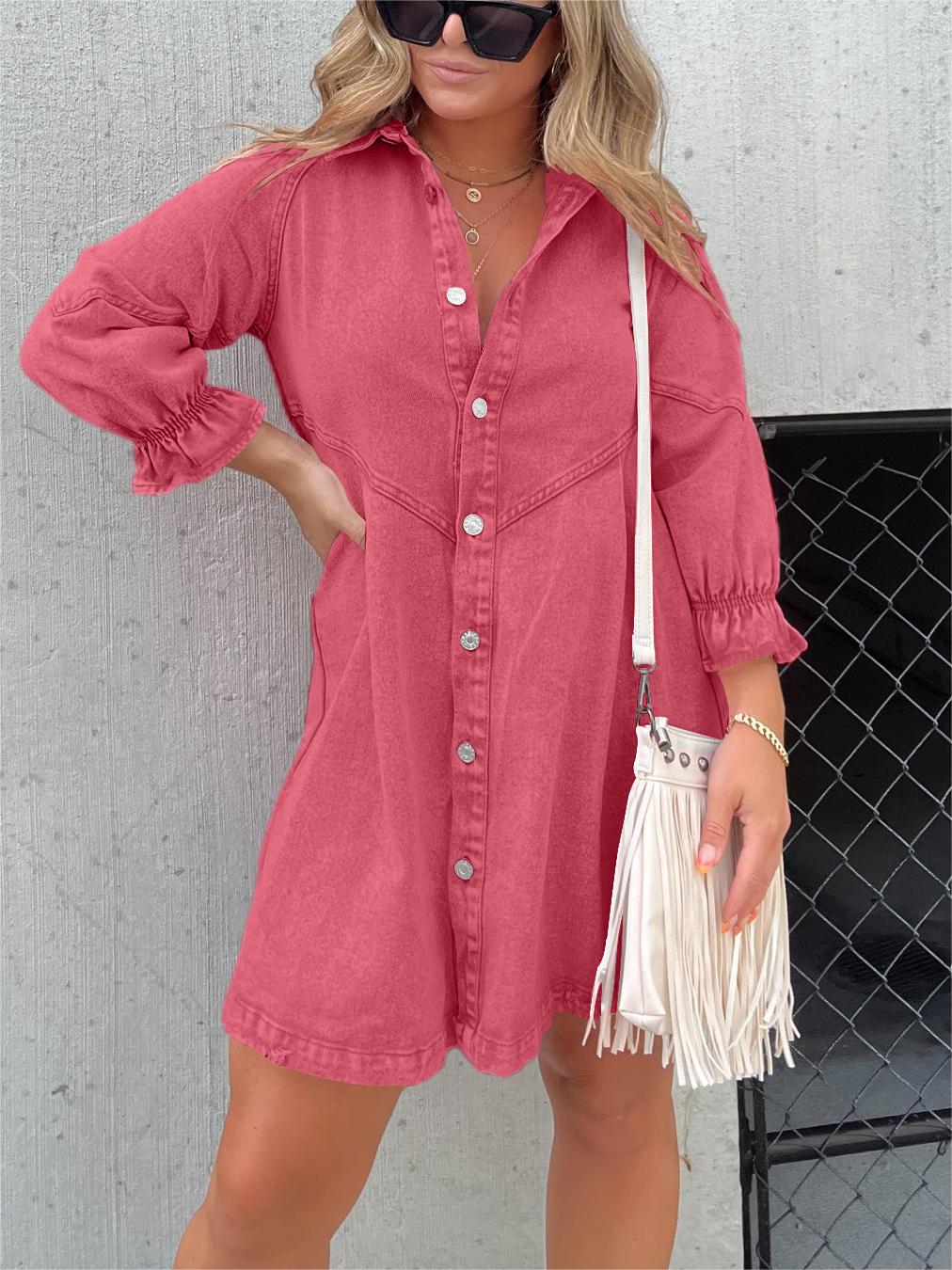 Linda™ Denim Puff Sleeve Dress