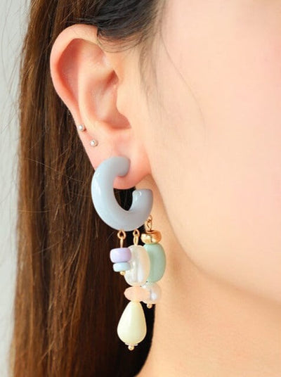 Resin Beaded Tassel Earrings