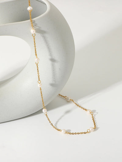 Women's Bead Necklace With Thin Gold Link