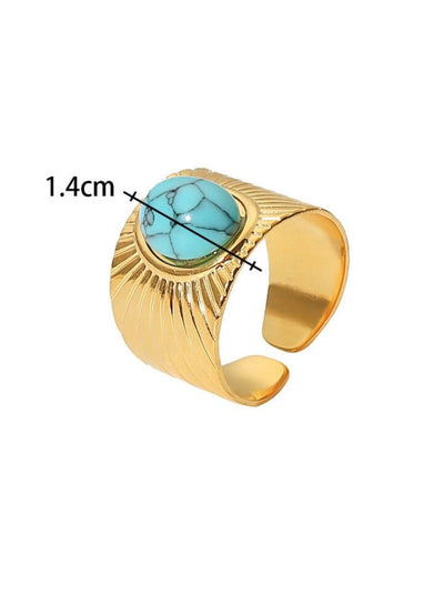 Elegant Malachite Ring: 18K Gold-Plated Titanium