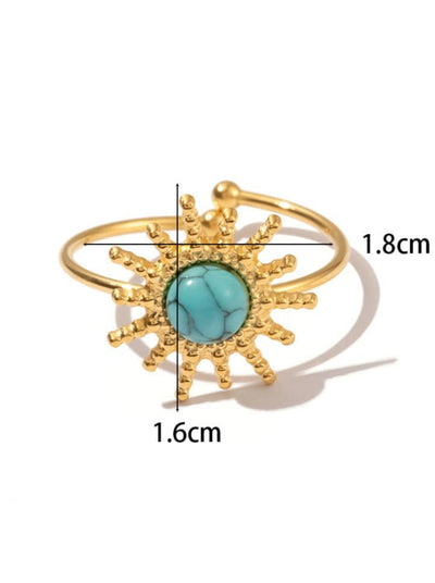 Elegant Malachite Ring: 18K Gold-Plated Titanium