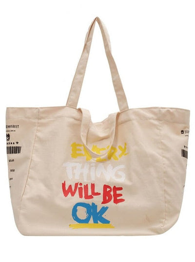 Open Top Large Canvas Tote Bag