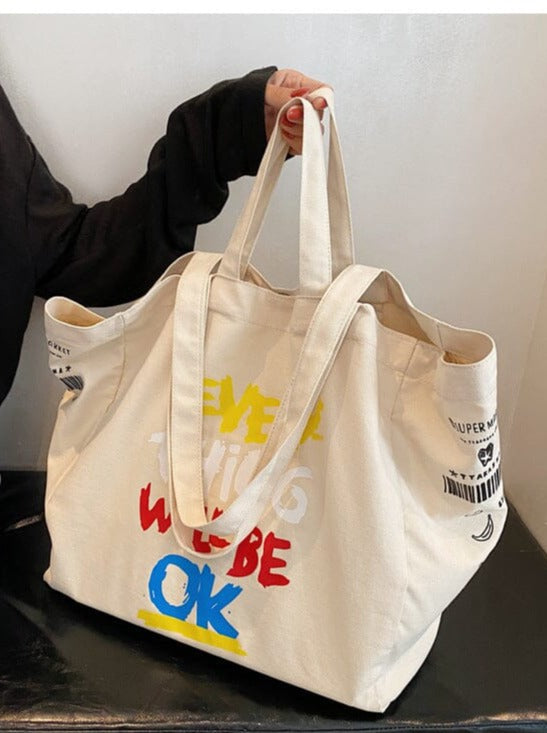 Open Top Large Canvas Tote Bag