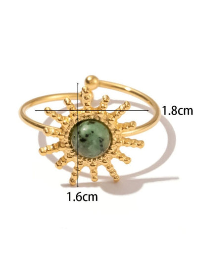 Elegant Malachite Ring: 18K Gold-Plated Titanium