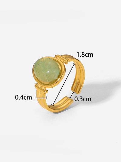 Elegant Malachite Ring: 18K Gold-Plated Titanium