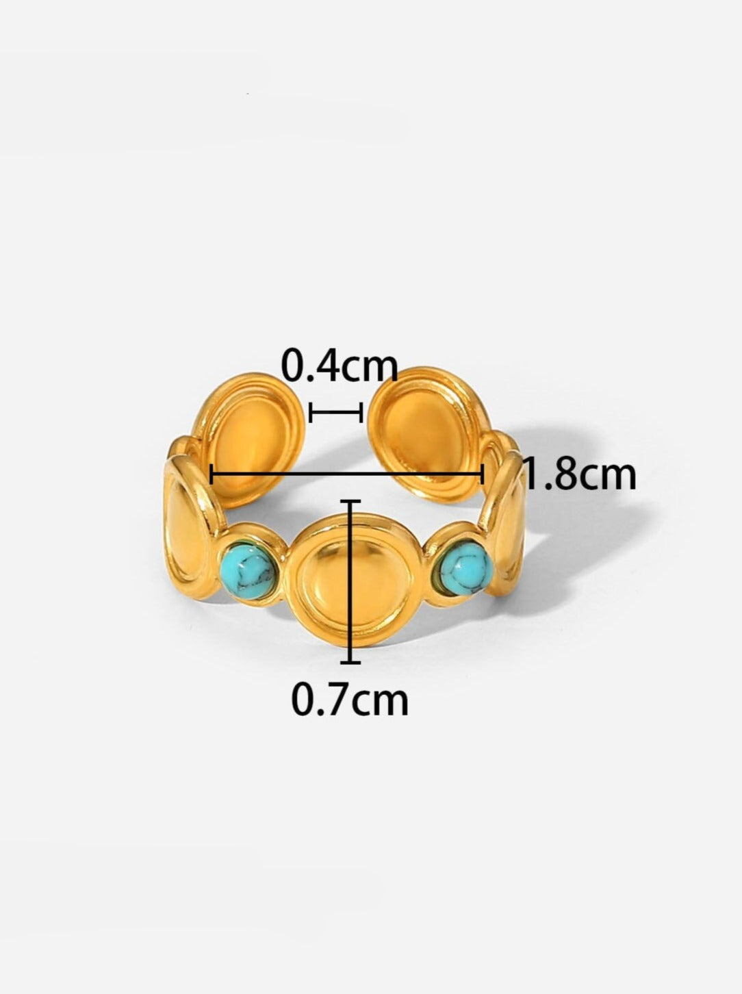 Elegant Malachite Ring: 18K Gold-Plated Titanium