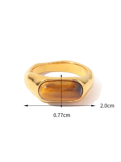 Gold Plated Stainless Steel Inlaid Natural Stone Ring