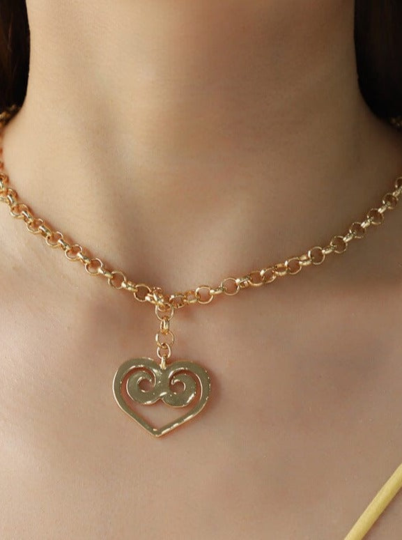 Diamond and Pearl Heart Pendant Necklace