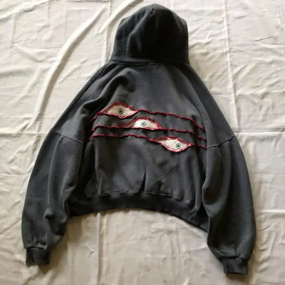 Harajuku Eye Embroidered Hoodie