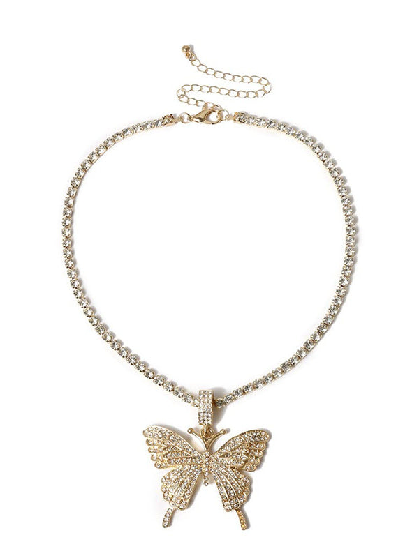 Sparking Crystal Pave Butterfly Pendant Cubic Zircon