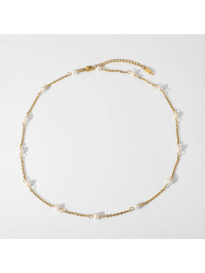 Women's Bead Necklace With Thin Gold Link