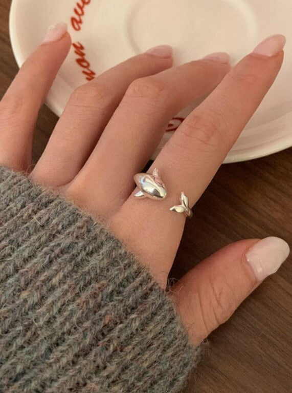 Cute Silver Dolphin Ring