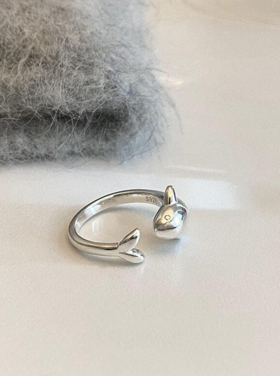 Cute Silver Dolphin Ring