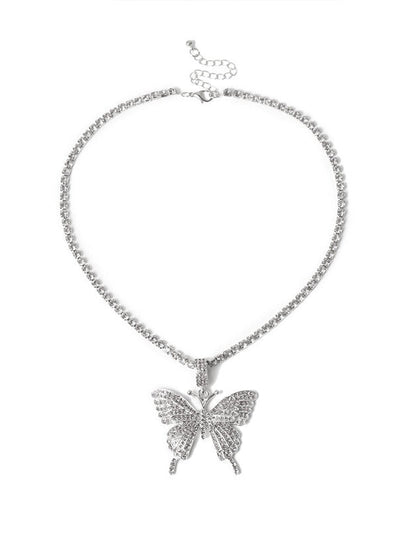 Sparking Crystal Pave Butterfly Pendant Cubic Zircon