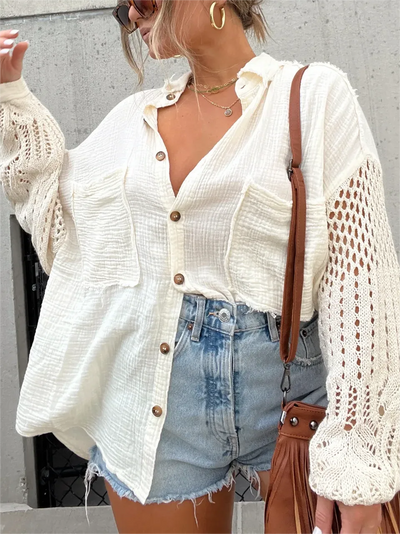 Linette™ Boho Crochet Sleeve Shacket