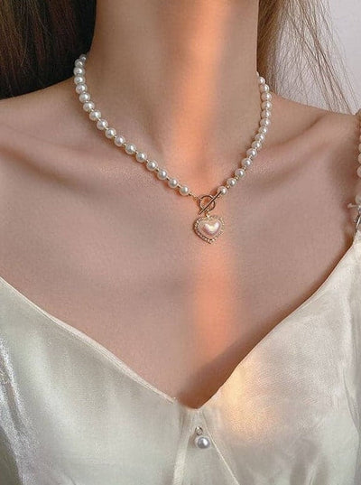 Pearl Heart Pendant Necklace