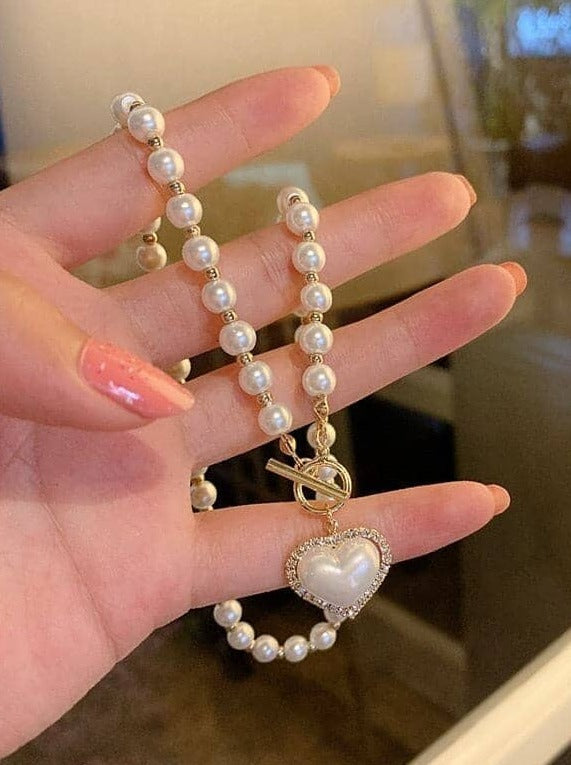 Pearl Heart Pendant Necklace