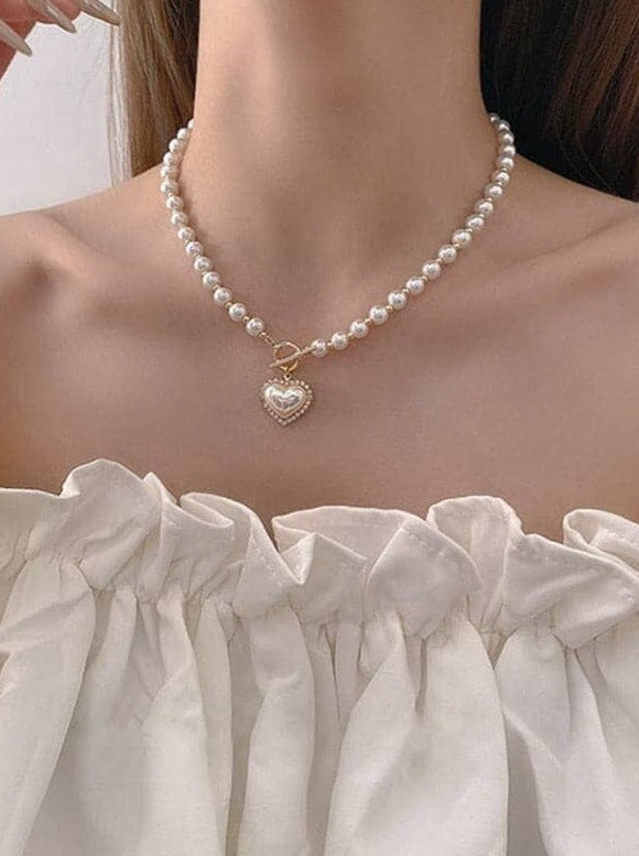 Pearl Heart Pendant Necklace