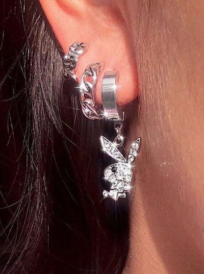 Y2K Rhinestone Rabbit Earrings