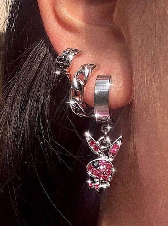 Y2K Rhinestone Rabbit Earrings